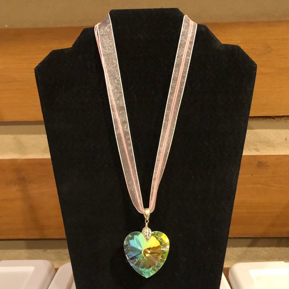 Multi Faceted 1.75” Glass Pendant Necklace